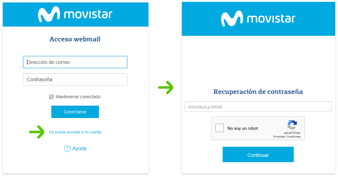 Imagen que indica como desbloquear la cuenta desde el inicio de Webmail