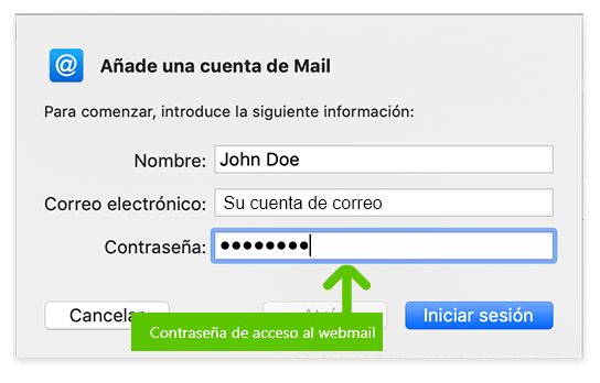 Imagen en la que se indica el segundo paso para configurar una cuenta de correo
