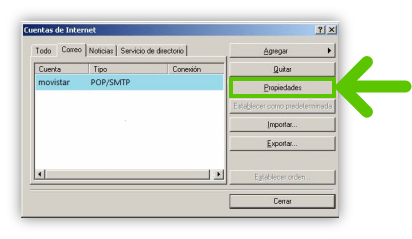 Imagen en la que se indica el paso 5 para configurar una cuenta POP para Outlook Express