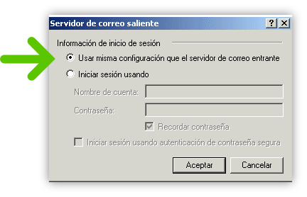 Imagen en la que se indica el paso 7 para configurar una cuenta POP para Outlook Express